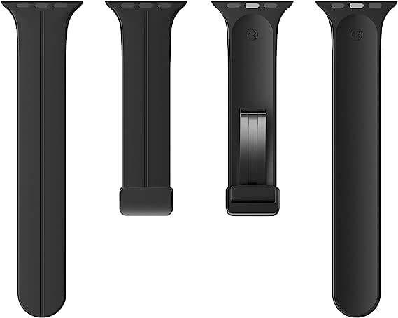 Silicone Sport Band Magnetic Clasp Adjustable Strap Apple Watch Series 8/7/6/5/4/3/2/1/SE/SE2/Ultra ( Watch Not Included)- (Black) - Guleel