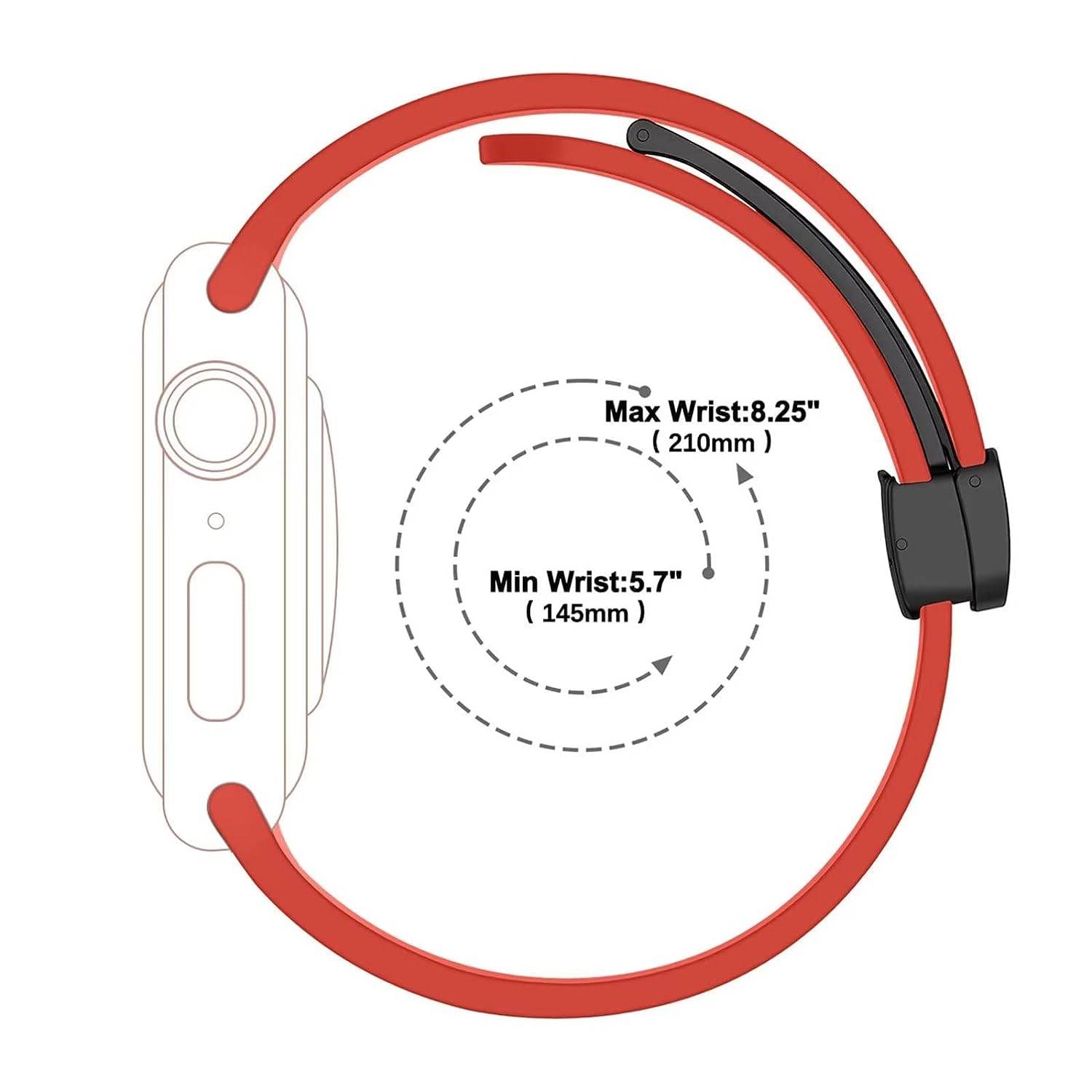 Silicone Sport Band Magnetic Clasp Adjustable Strap Apple Watch Series 8/7/6/5/4/3/2/1/SE/SE2/Ultra ( Watch Not Included)- (Red) - Guleel