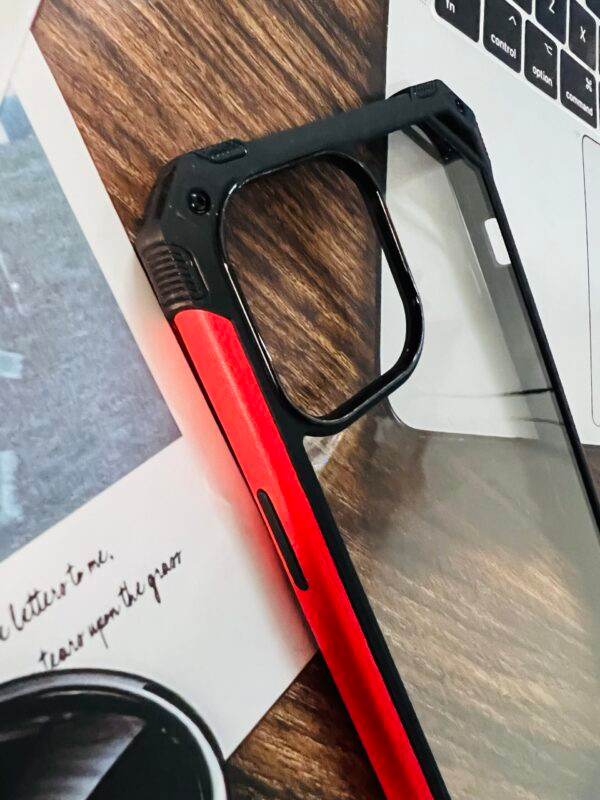 iPhone 12 Mini Premium Transparent Shockproof Glass Finish Case - Black Red - Guleel