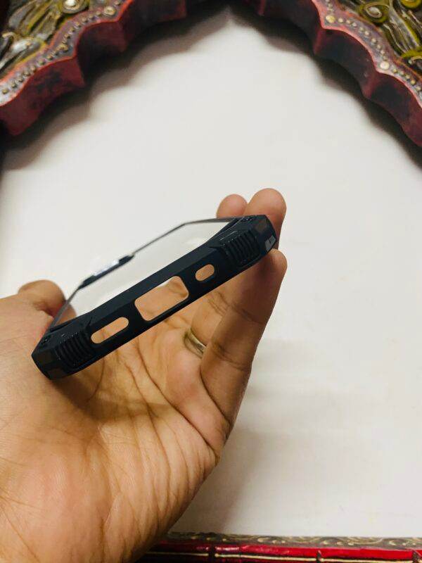 iPhone 12 Mini Premium Transparent Shockproof Glass Finish Case - Black Red - Guleel