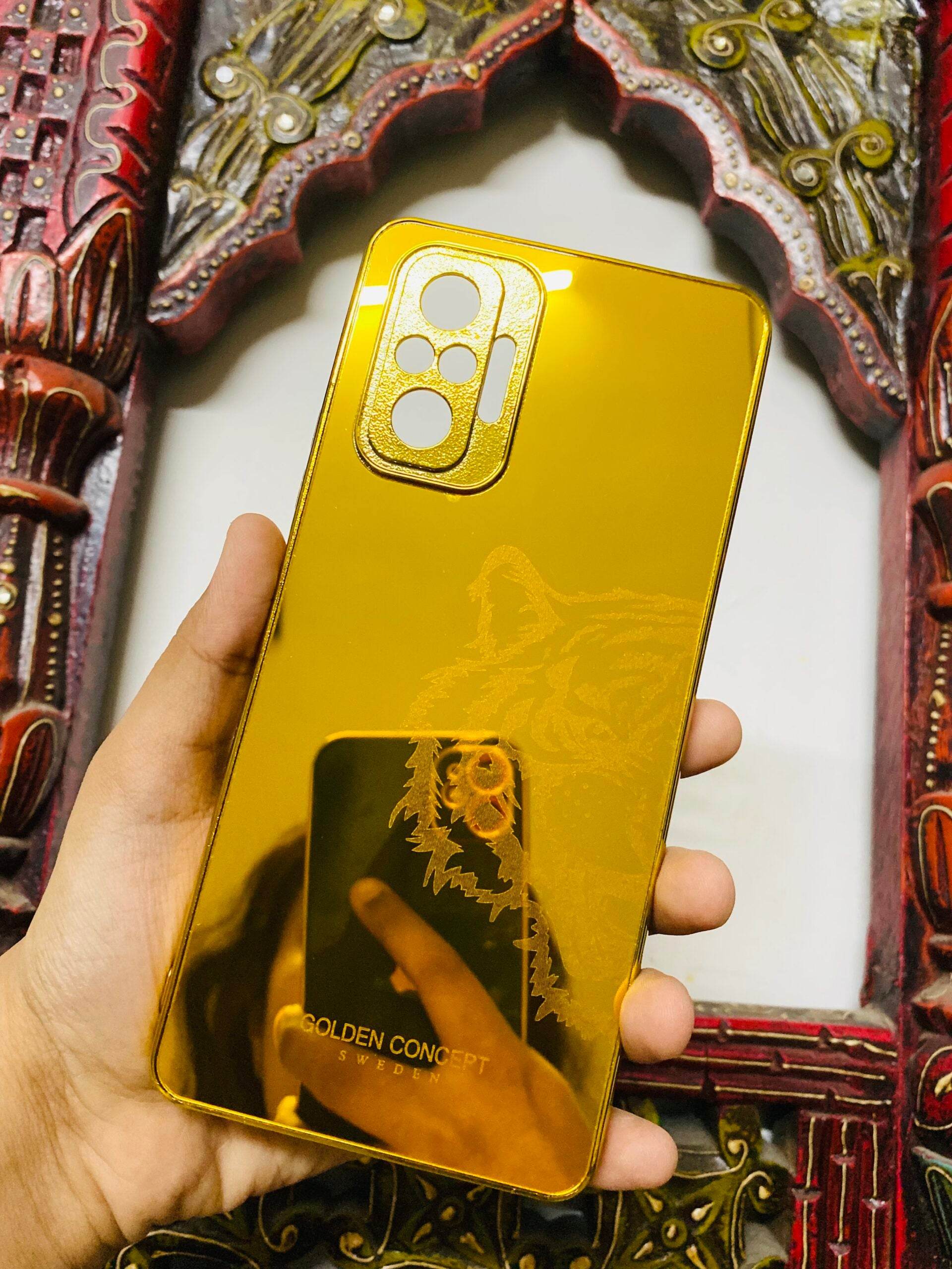 Premium Gold Plated Mirror Finish Case Cover - Tiger Right - Guleel