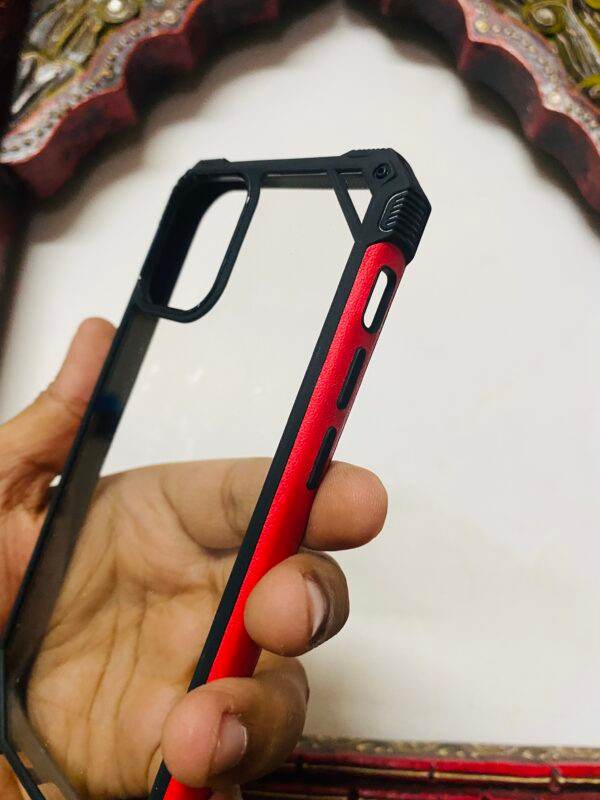 iPhone 12 Pro Max Premium Glass Finish Shockproof Case - Red Black - Guleel