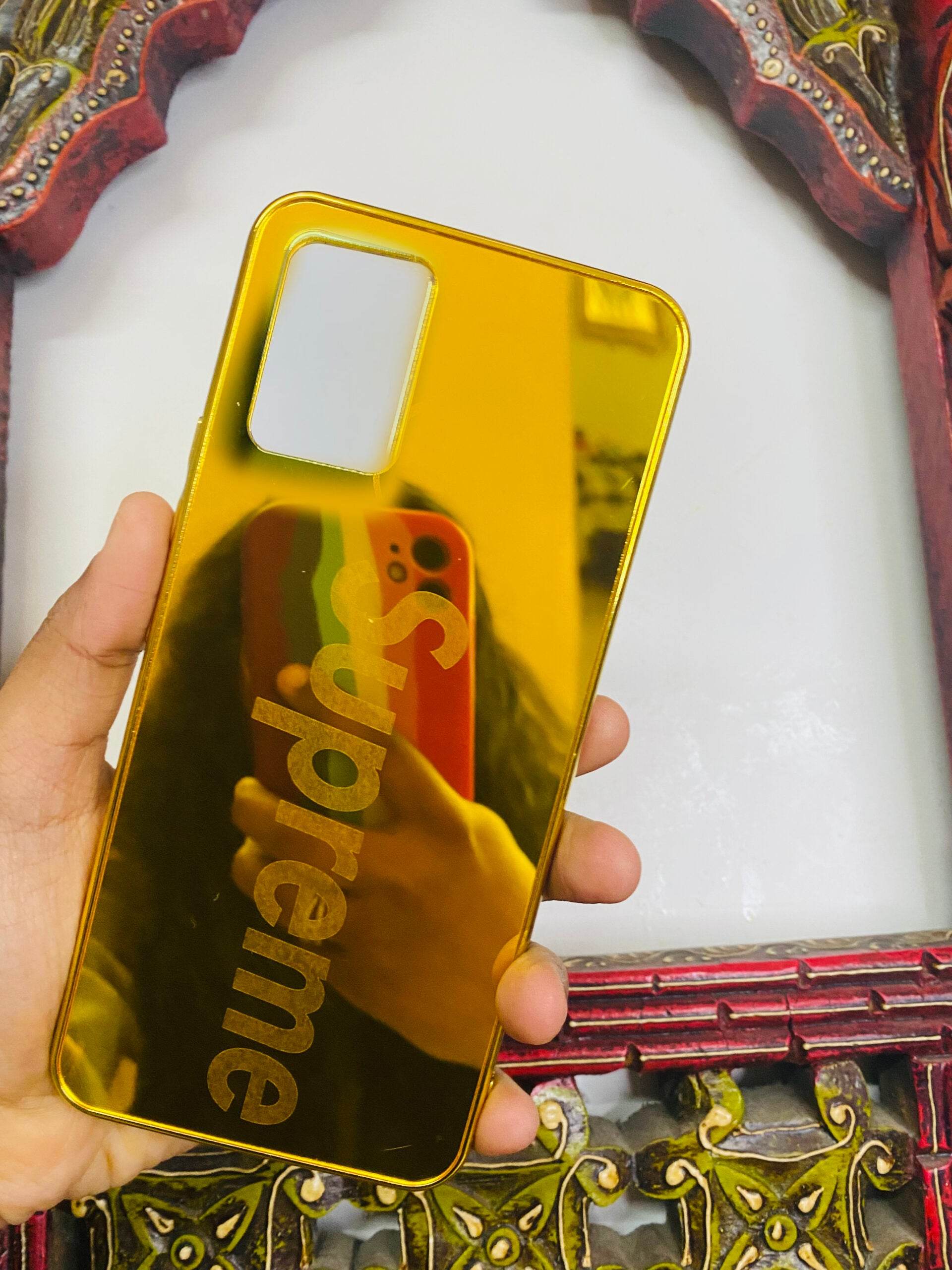 Premium Gold Plated Mirror Finish Case Cover - Supreme - Guleel