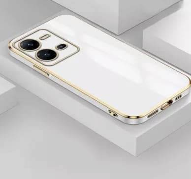 Vivo V25 5G Premium Silicon Case Cover- White - Guleel