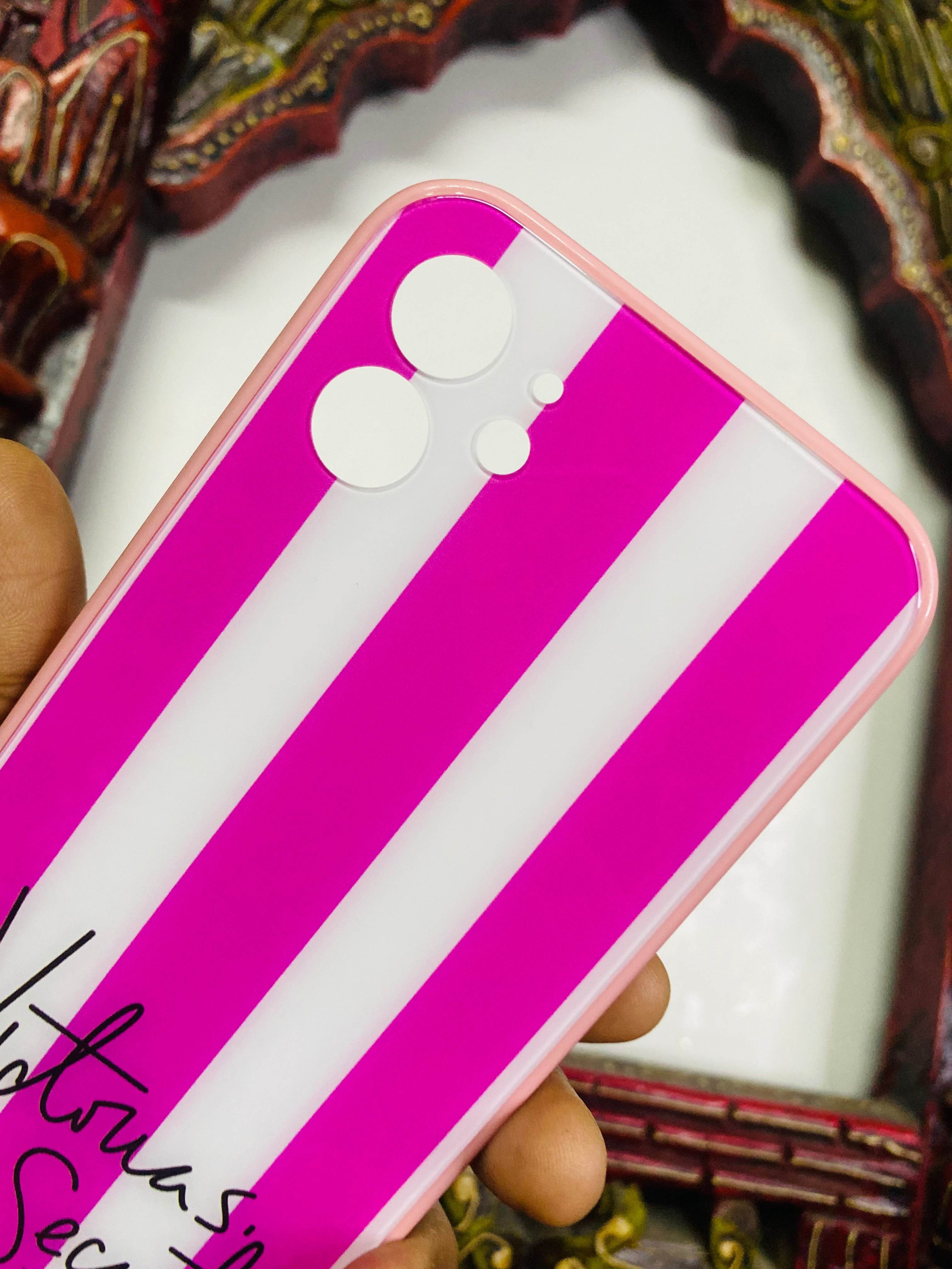 iPhone 12 Premium Glass Finish Victoria Secret Case - Pink - Guleel