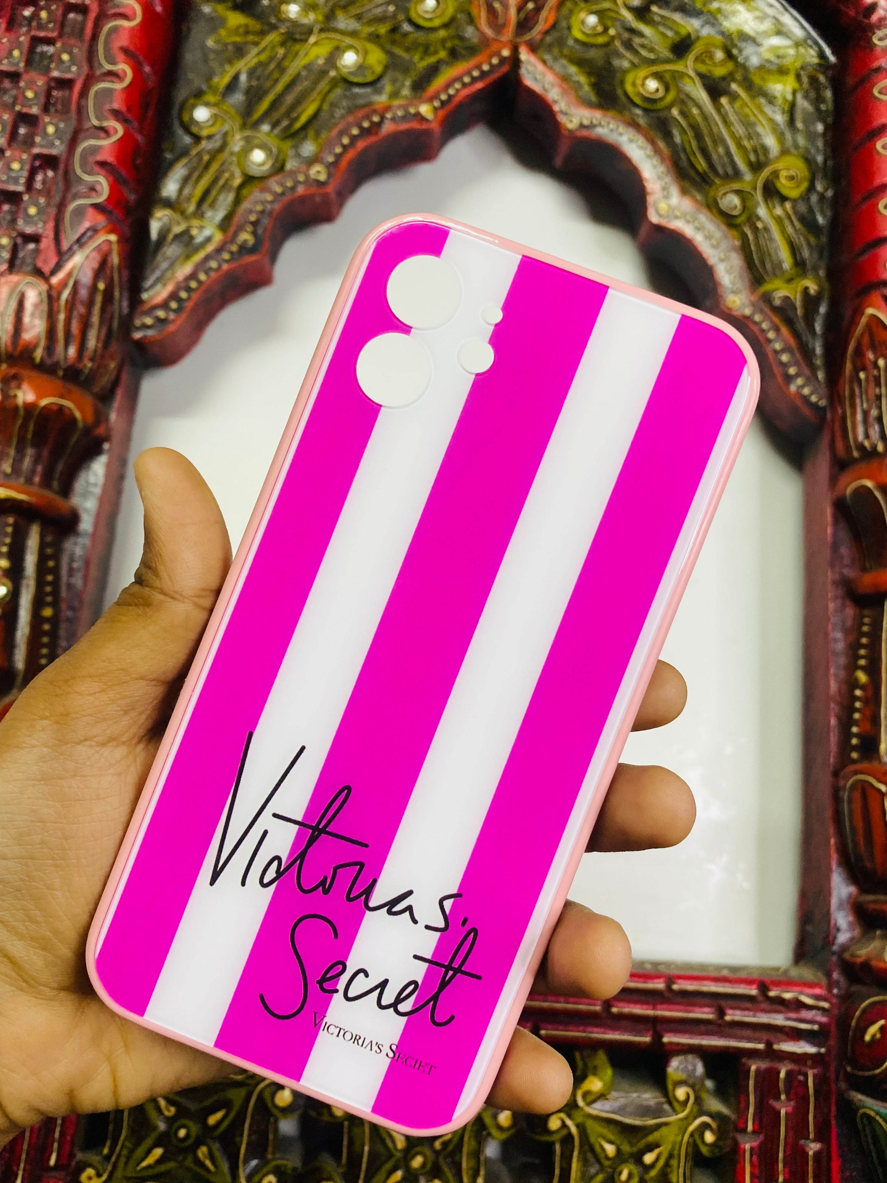 iPhone 12 Premium Glass Finish Victoria Secret Case - Pink - Guleel