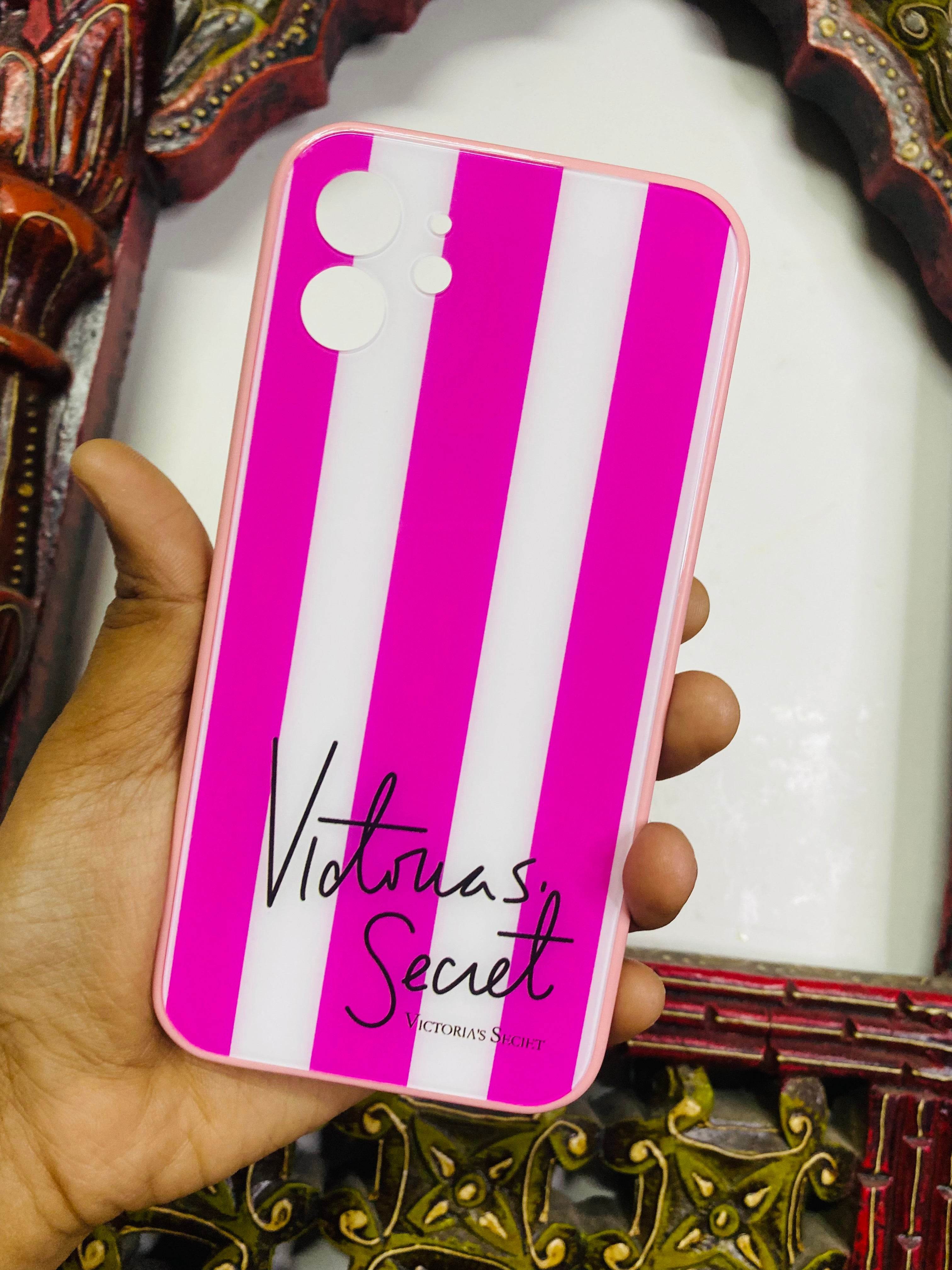 iPhone 12 Premium Glass Finish Victoria Secret Case - Pink - Guleel