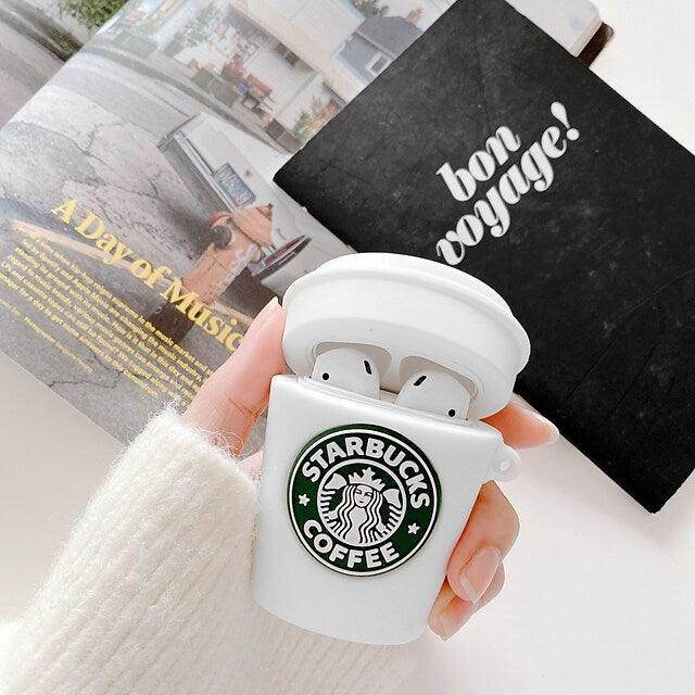 Airpod's 3 Cute Starbucks Cartoon Silicone Case - White - Guleel