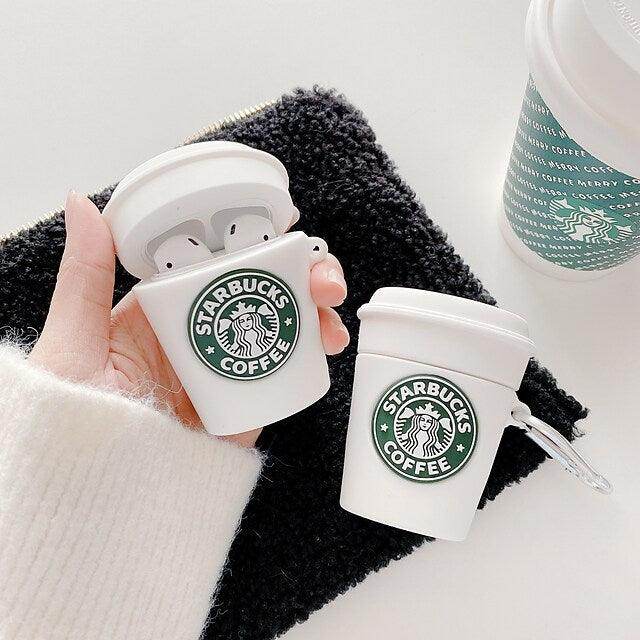 Airpod's 3 Cute Starbucks Cartoon Silicone Case - White - Guleel
