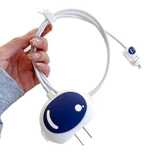 Silicone Cartoon iPhone Charger Case Cover for 18-20W Chargers – Astronaut (with Wire Cover) - Guleel