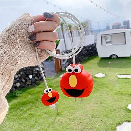 Silicone Cartoon iPhone Charger Case Cover for 18-20W Chargers – Red Monster (with Wire Cover) - Guleel