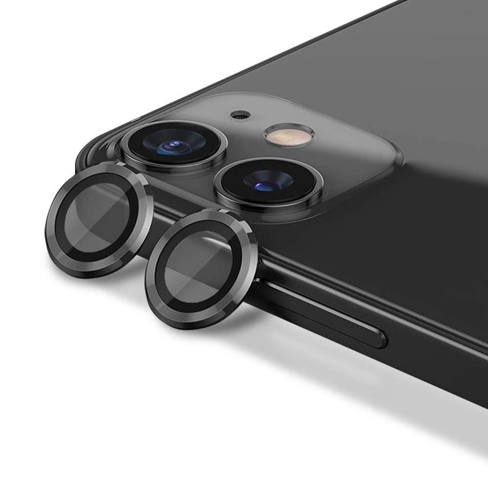 Camera Lens Protector Tempered Glass Film Aluminum Alloy Lens Cover - Black - Guleel