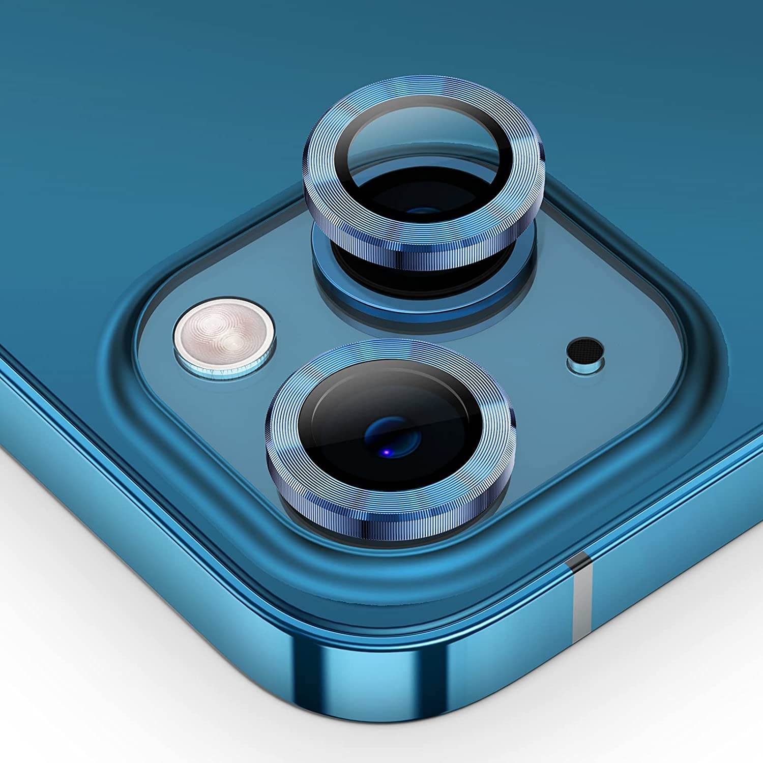 Camera Lens Protector Tempered Glass Film Aluminum Alloy Lens Cover - Blue - Guleel