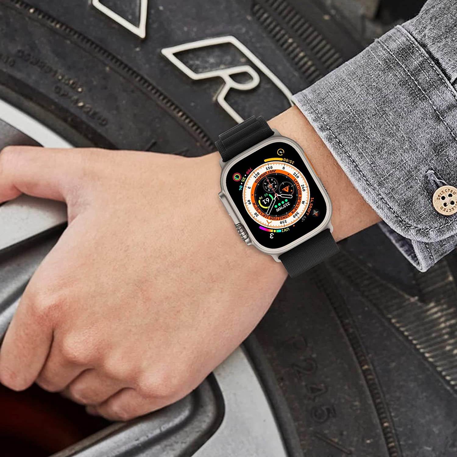 Alpine Loop Compatible with Apple Watch Straps Nylon Textile Woven Loop with Metal G‑Hook Sport Band for iWatch Ultra Series 8 7 6 5 4 3 2 1 SE - Guleel