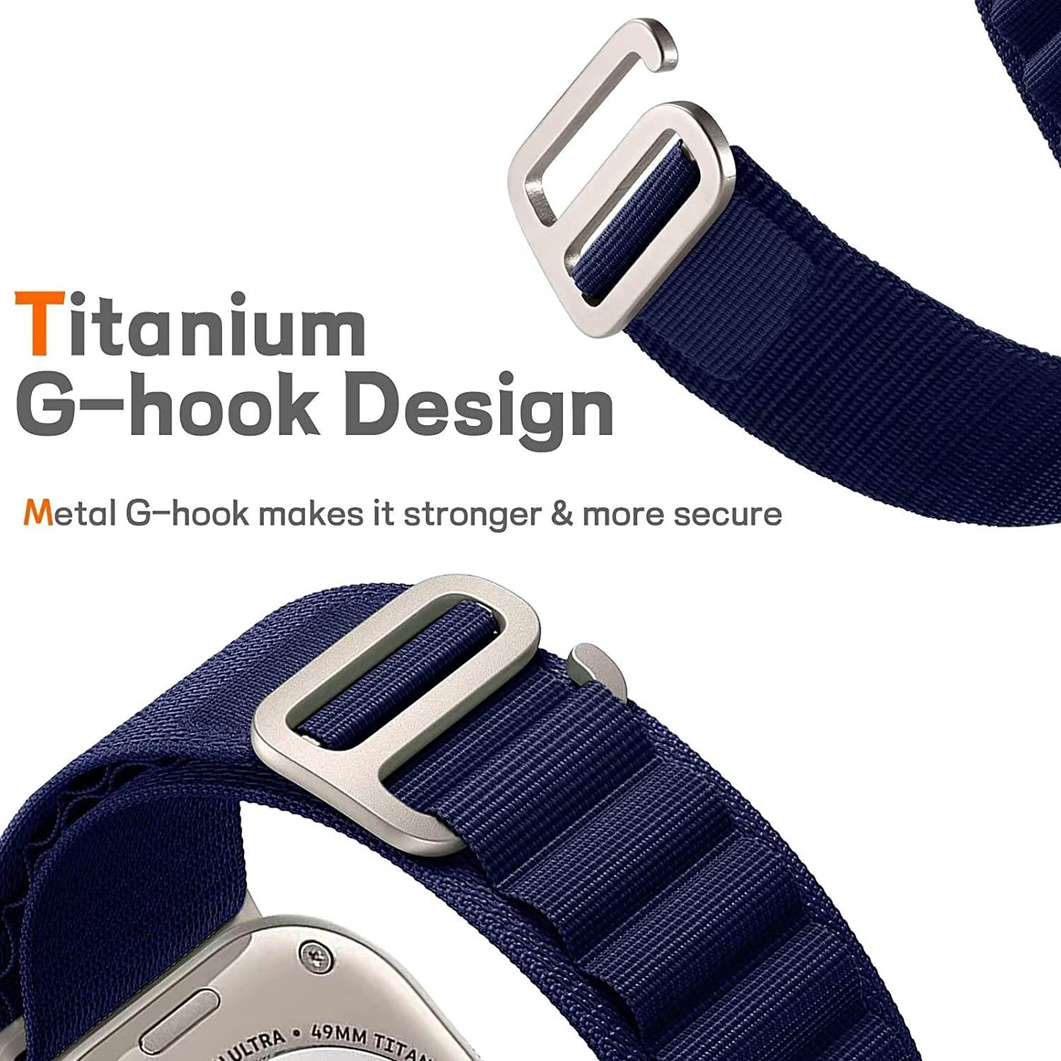 Alpine Loop Compatible with Apple Watch Straps 41mm 40mm 38mm Nylon Textile Woven Loop with Metal G‑Hook Sport Band for iWatch Ultra Series 8 7 6 5 4 3 2 1 SE - Guleel