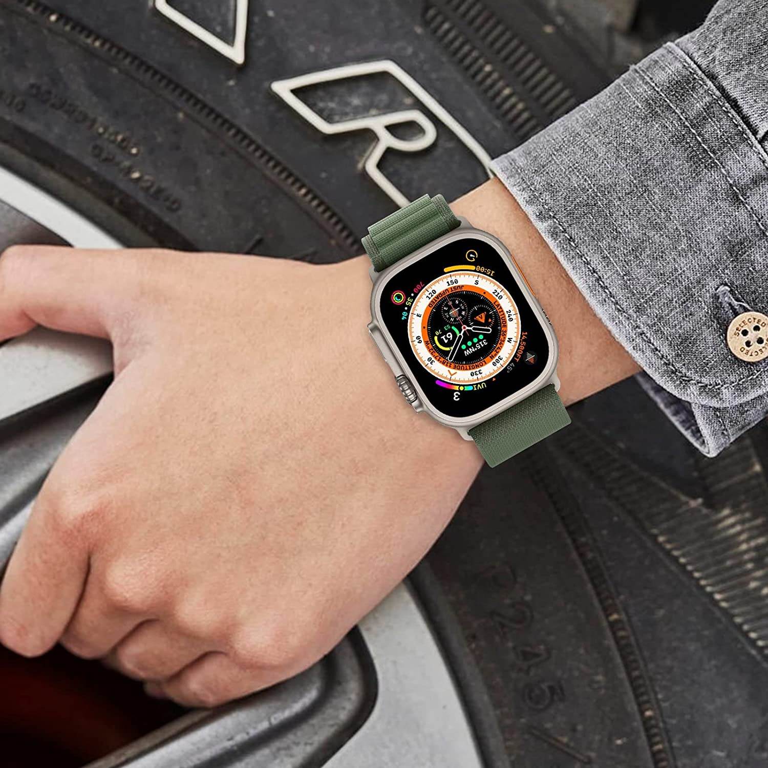 Alpine Loop Compatible with Apple Watch Straps 49mm 45mm 44mm 42mm Nylon Textile Woven Loop with Metal G‑Hook Sport Band for iWatch Ultra Series 8 7 6 5 4 3 2 1 SE - Guleel