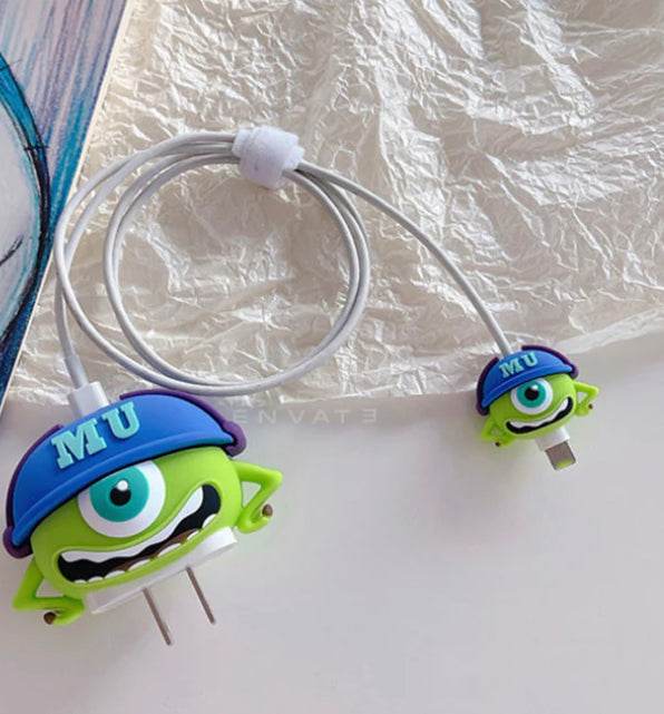 Silicone Cartoon iPhone Charger Case Cover for 18-20W Chargers -Angry Monster (with Wire Cover) - Guleel