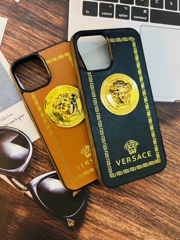iPhone 13 Premium Versace Leather Case - Brown - Guleel