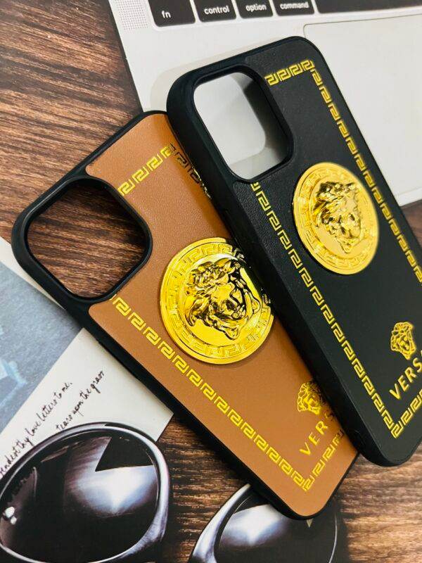 iPhone 13 Premium Versace Leather Case - Brown - Guleel
