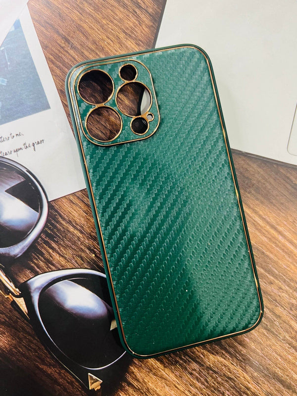 iPhone 13 Pro Premium Camera Protection Carbon Fiber Case - Dark Green - Guleel