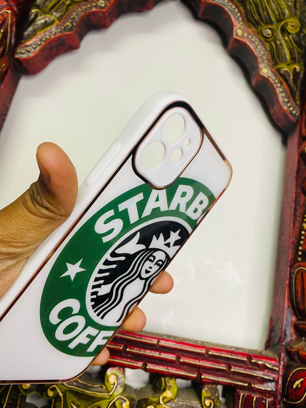 iPhone 11 Premium Half Starbucks Glass Case - White - Guleel