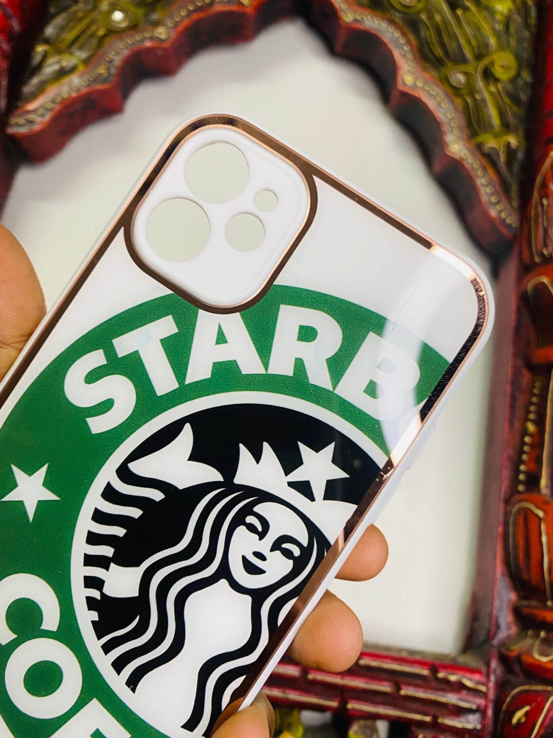 iPhone 11 Premium Half Starbucks Glass Case - White - Guleel