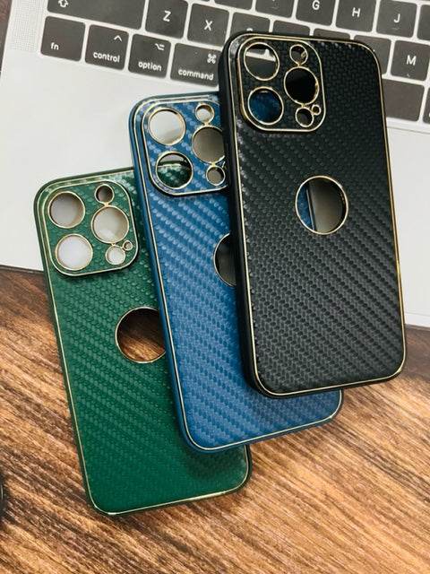 iPhone 13 Premium Camera Protection Carbon Fiber Case - Green - Guleel