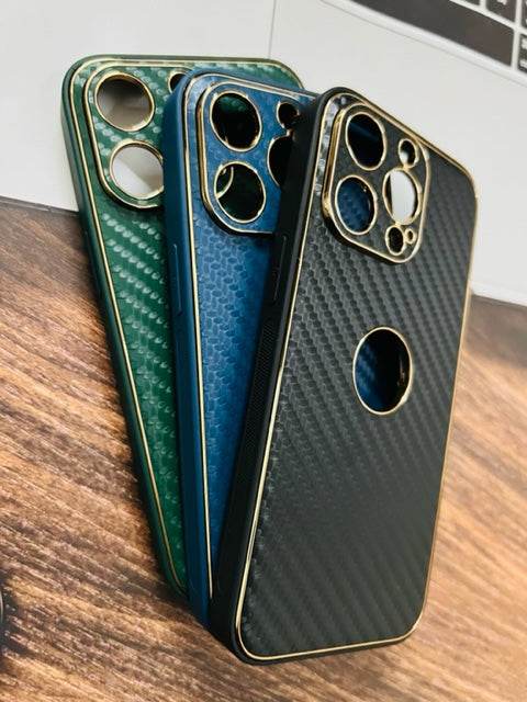 iPhone 13 Premium Camera Protection Carbon Fiber Case - Green - Guleel