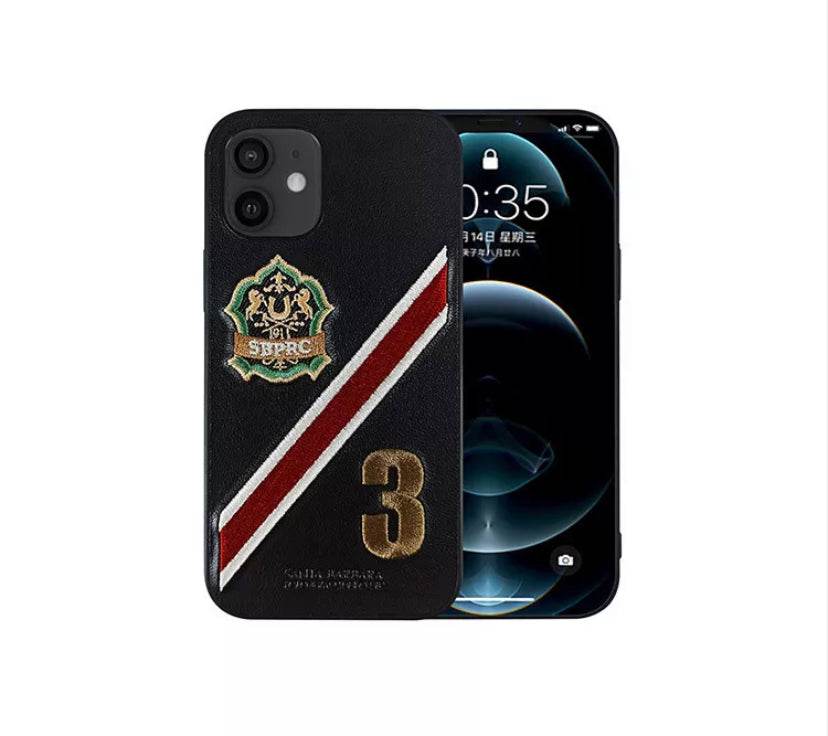 iPhone 12 Pro Max Premium Leather Santa Barbara Polo Jockey Case - Black - Guleel