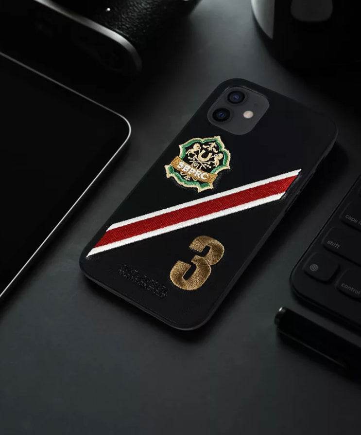 iPhone 12 Pro Max Premium Leather Santa Barbara Polo Jockey Case - Black - Guleel