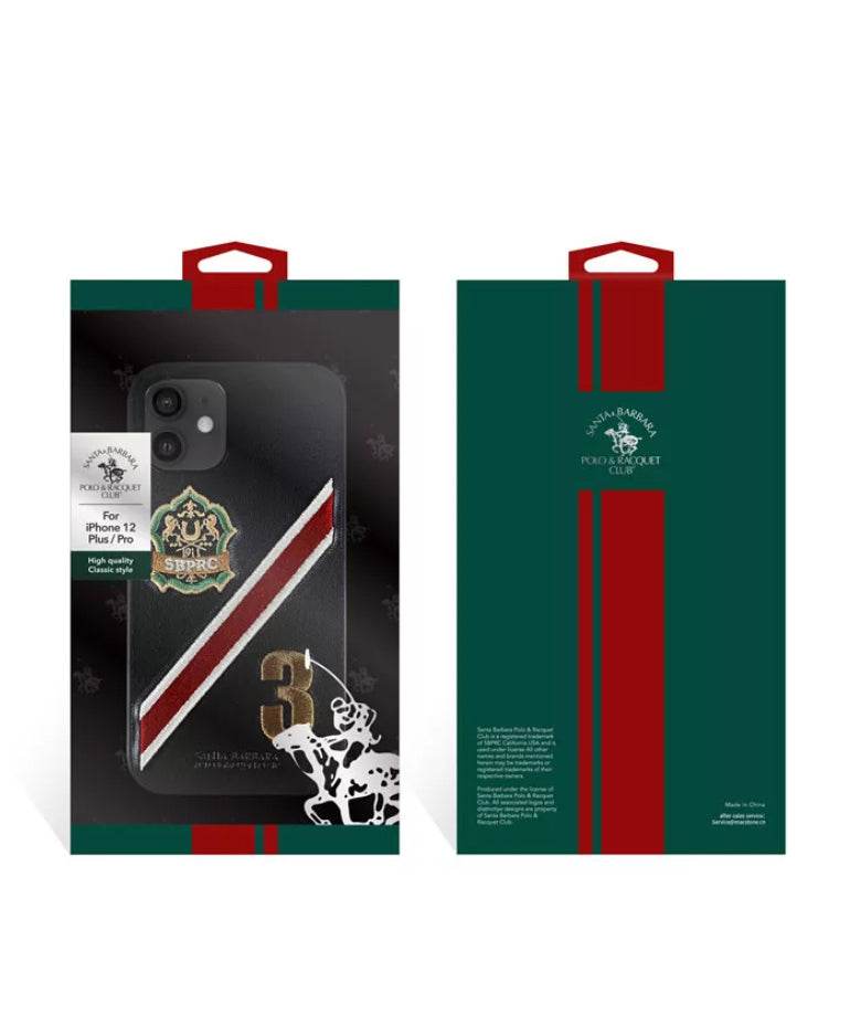 iPhone 12 Pro Max Premium Leather Santa Barbara Polo Jockey Case - Black - Guleel