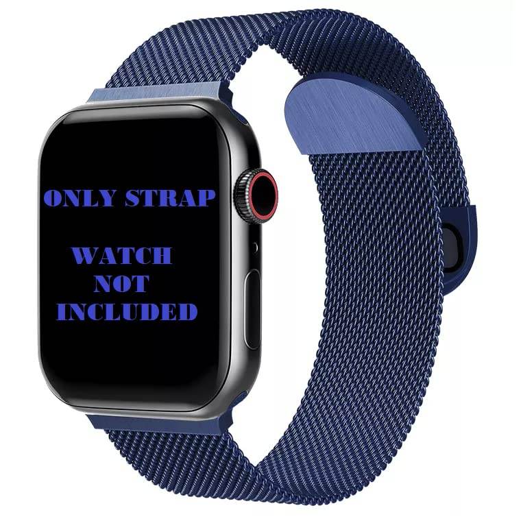 Metal Stainless Steel Bands Compatible with Apple Watch 49mm 45mm 44mm 42mm Bands, Loop Magnetic Milanese Mesh Strap for iWatch Series 7 6 5 4 3 2 SE - Guleel