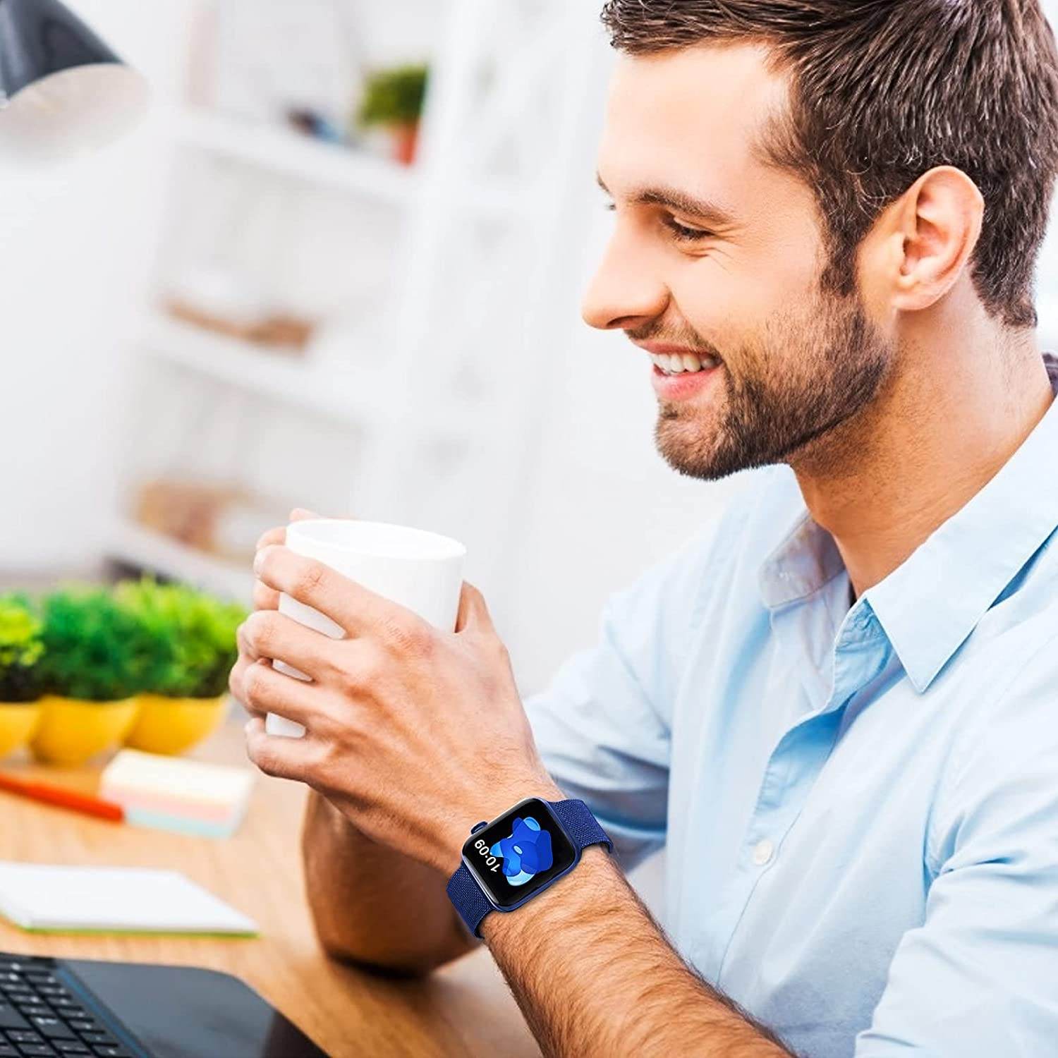 Metal Stainless Steel Bands Compatible with Apple Watch Bands, Loop Magnetic Milanese Mesh Strap for iWatch Series 7 6 5 4 3 2 SE - Guleel