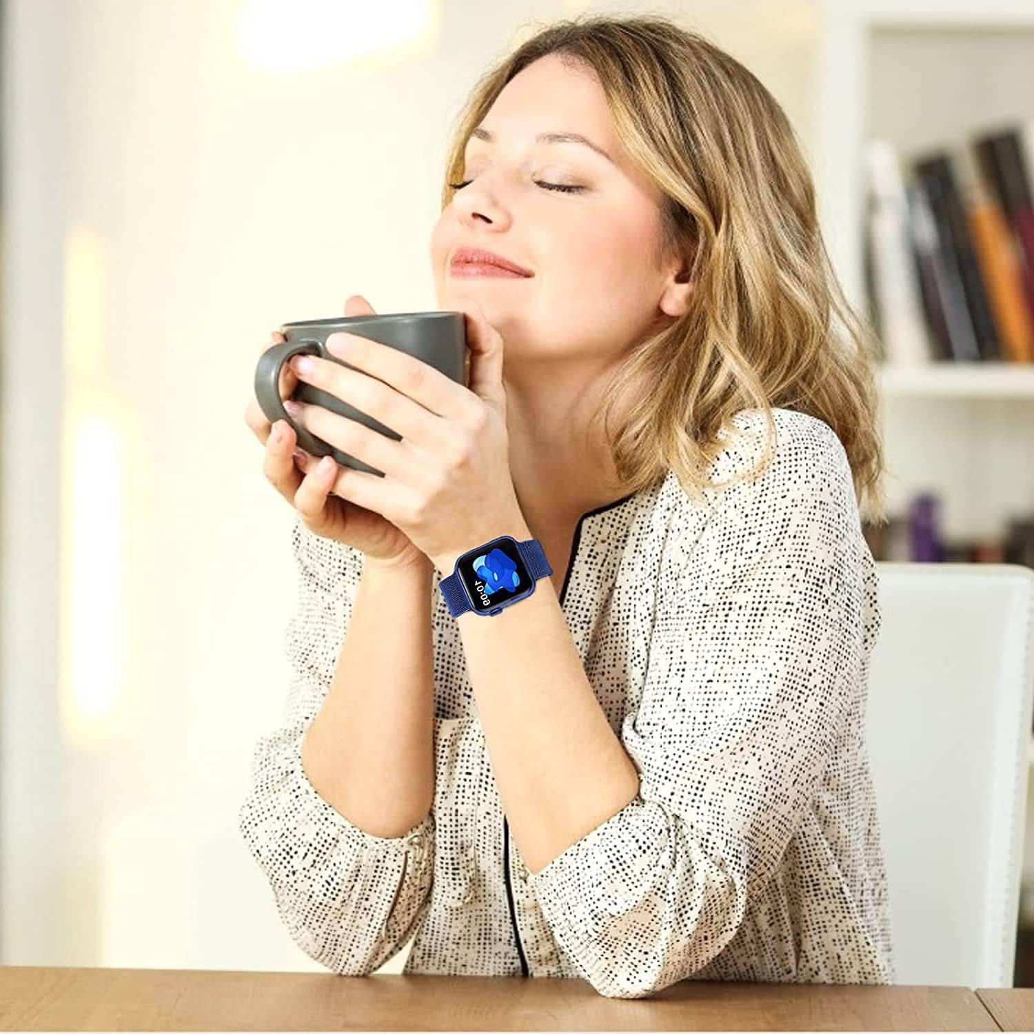 Metal Stainless Steel Bands Compatible with Apple Watch Bands, Loop Magnetic Milanese Mesh Strap for iWatch Series 7 6 5 4 3 2 SE - Guleel