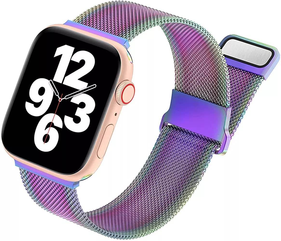 Metal Stainless Steel Bands Compatible with Apple Watch Bands, Loop Magnetic Milanese Mesh Strap for iWatch Series 7 6 5 4 3 2 SE - Guleel