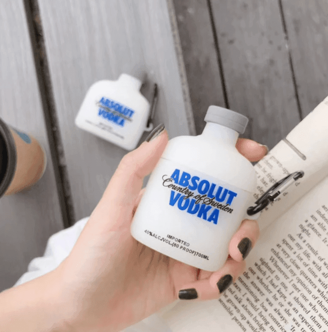 Airpod's 1 Absolut Vodka Silicone Case Cover ( Airpods Not Included ) White - Guleel