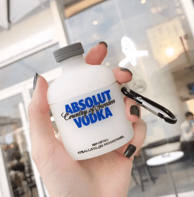 Airpod's 1 Absolut Vodka Silicone Case Cover ( Airpods Not Included ) White - Guleel