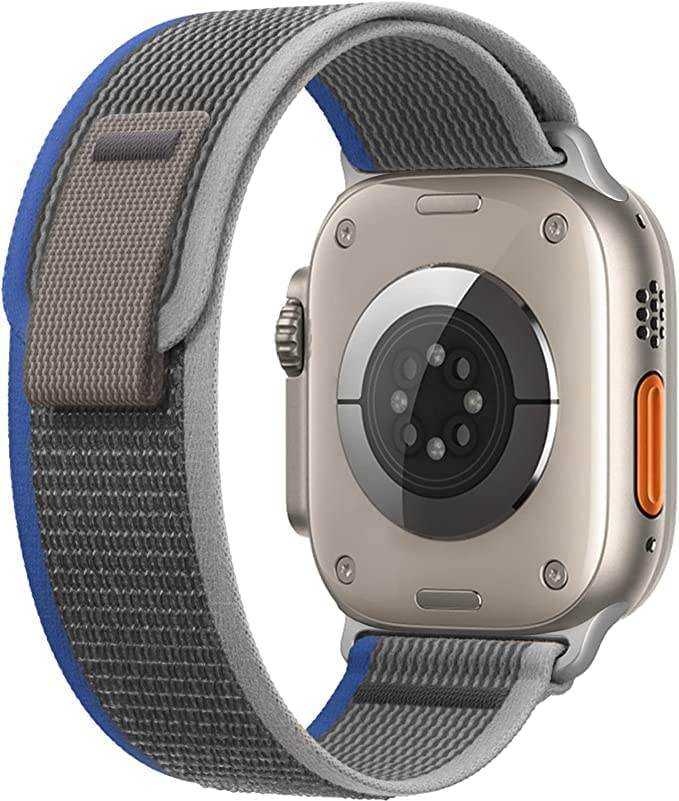 Trail Loop Band Compatible for Apple Watch Ultra Band 49mm 45mm 44mm 42mm, Nylon Sport Loop Men Women Adjustable Pull Tab Strap for iWatch Ultra (Grey Blue) - Guleel