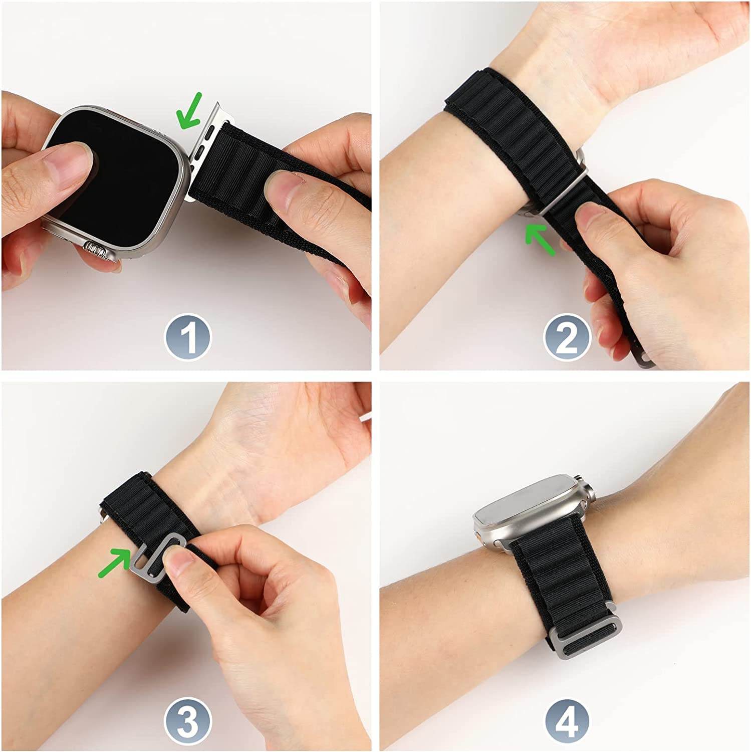 Trail Loop Band Compatible for Apple Watch Ultra Band 44mm 45mm 49mm 42mm Nylon Sport Loop Men Women Adjustable Pull Tab Strap for iWatch Ultra ( Black ) - Guleel