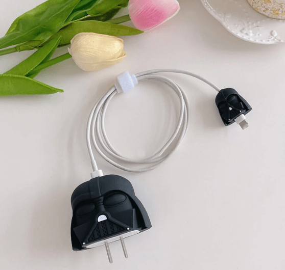 Silicone Cartoon iPhone Charger Case Cover for 18-20W Chargers - Black Mask (without Wire Cover) - Guleel