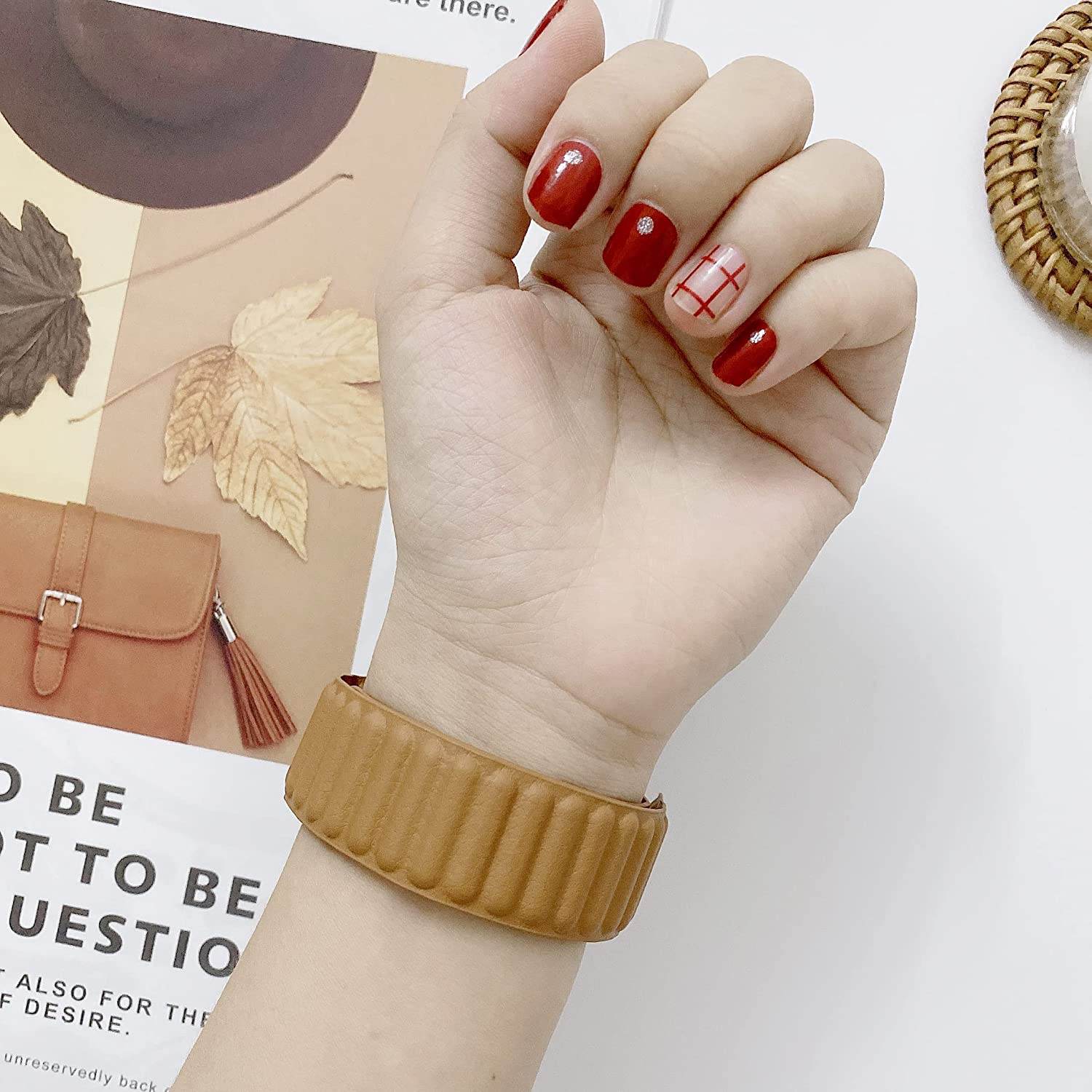 Magnetic Leather Loop Strap for iWatch Band Series Ultra 8/7/6/5/4/3/2/1/SE - Guleel