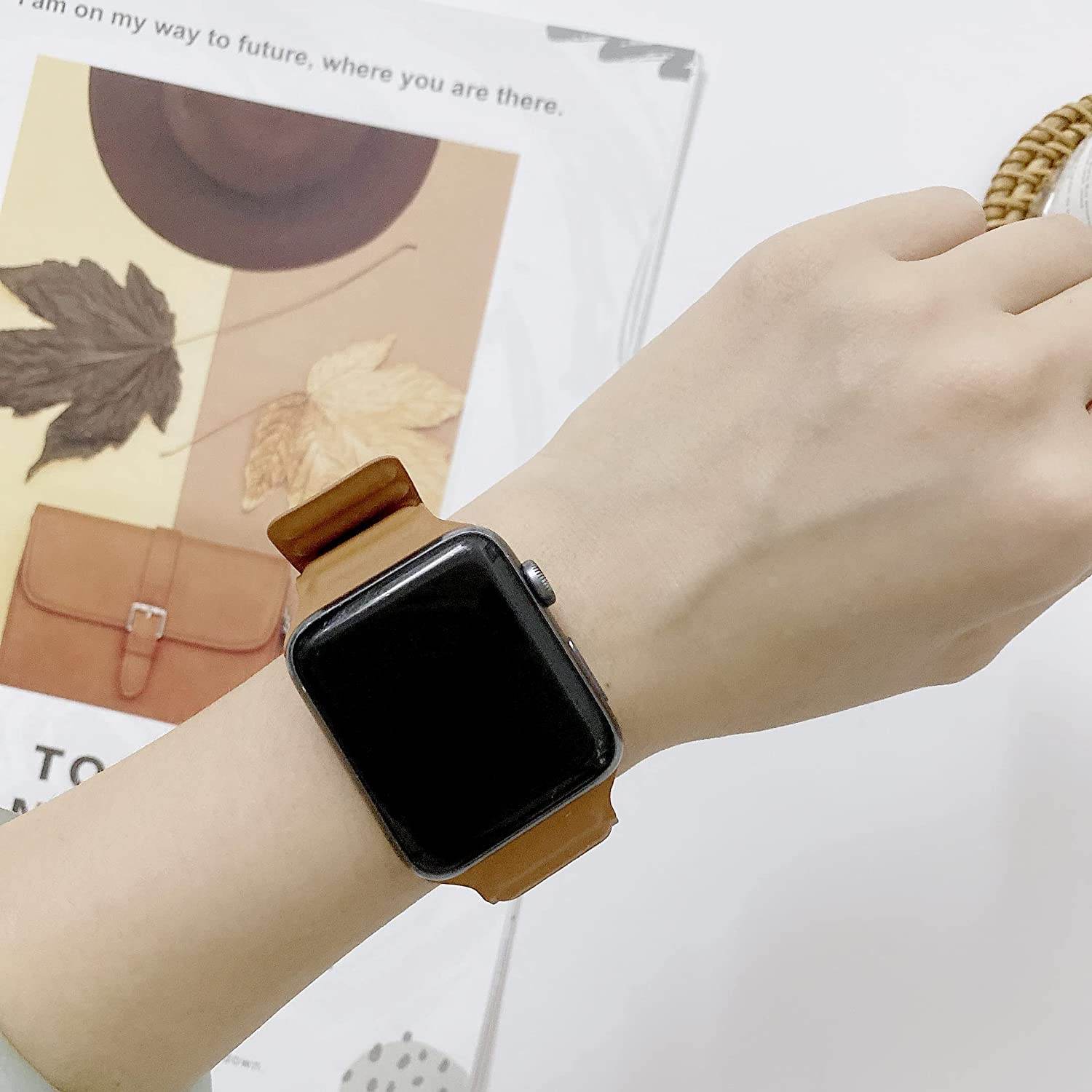 Magnetic Leather Loop Strap for iWatch Band Series Ultra 8/7/6/5/4/3/2/1/SE - Guleel