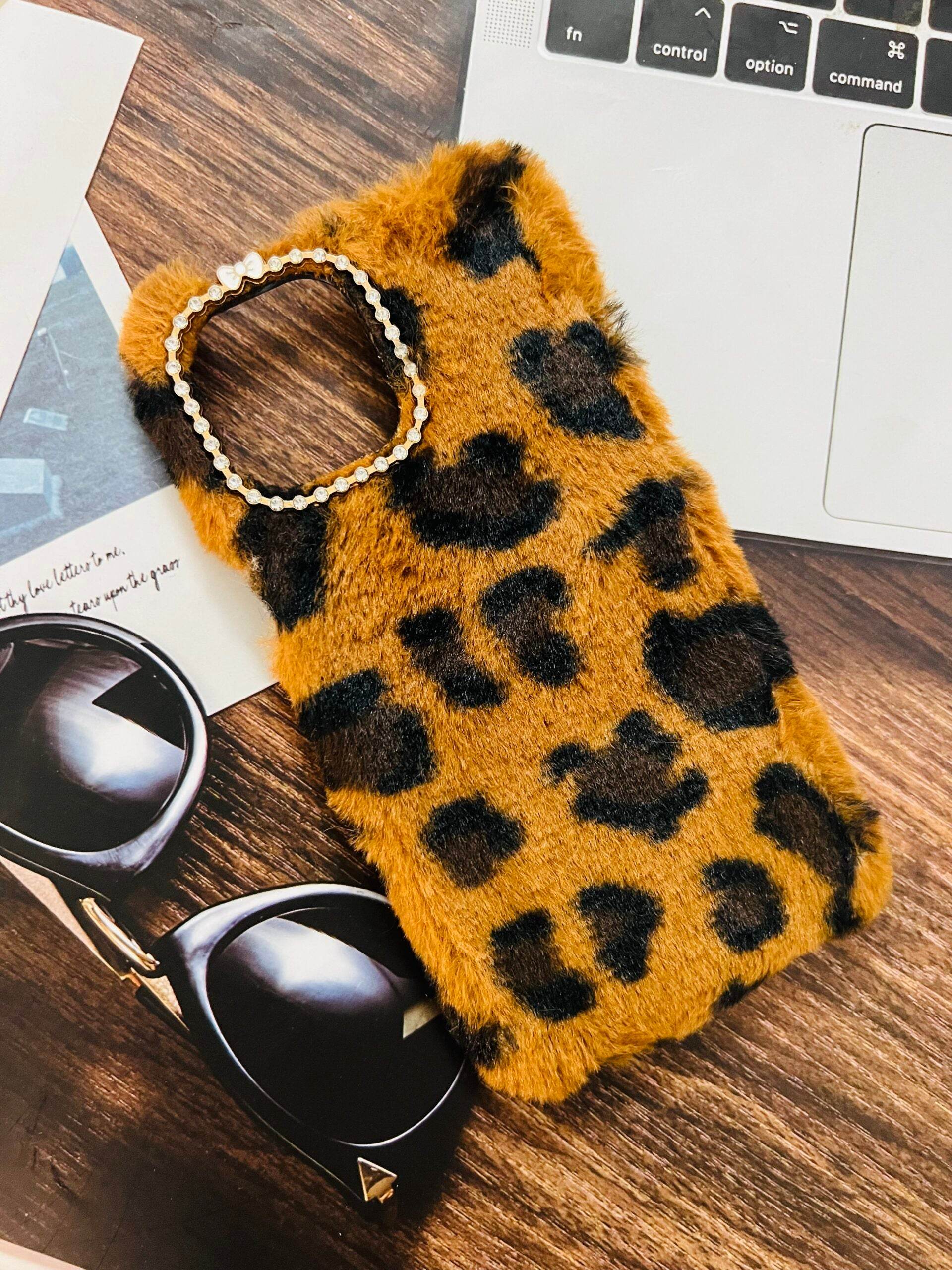 iPhone 12 Pro Max Cute Fur & Fluffy Case – Brown - Guleel