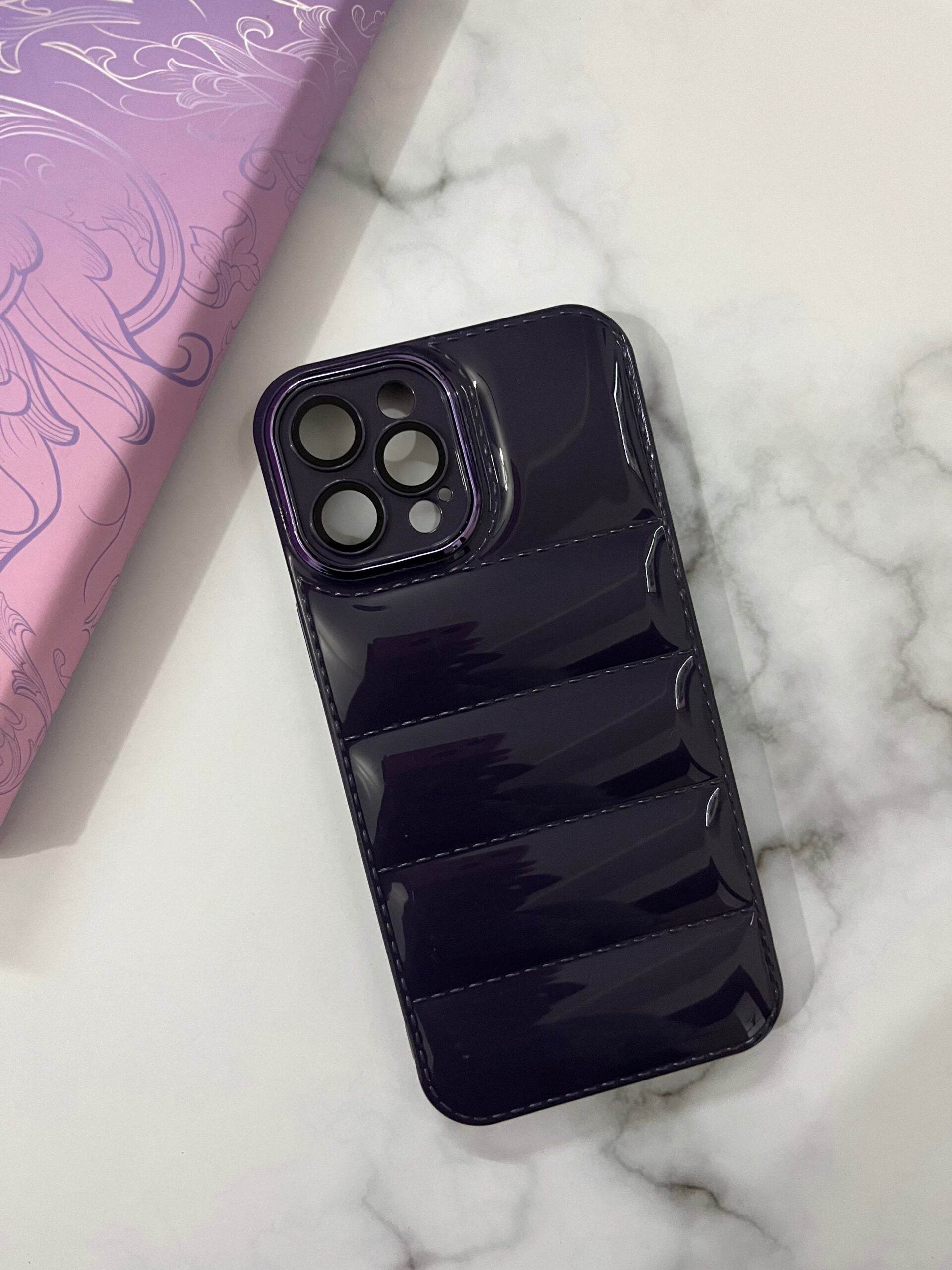 iPhone 13 Pro Premium Cushion Glossy Back Cover – Purple - Guleel