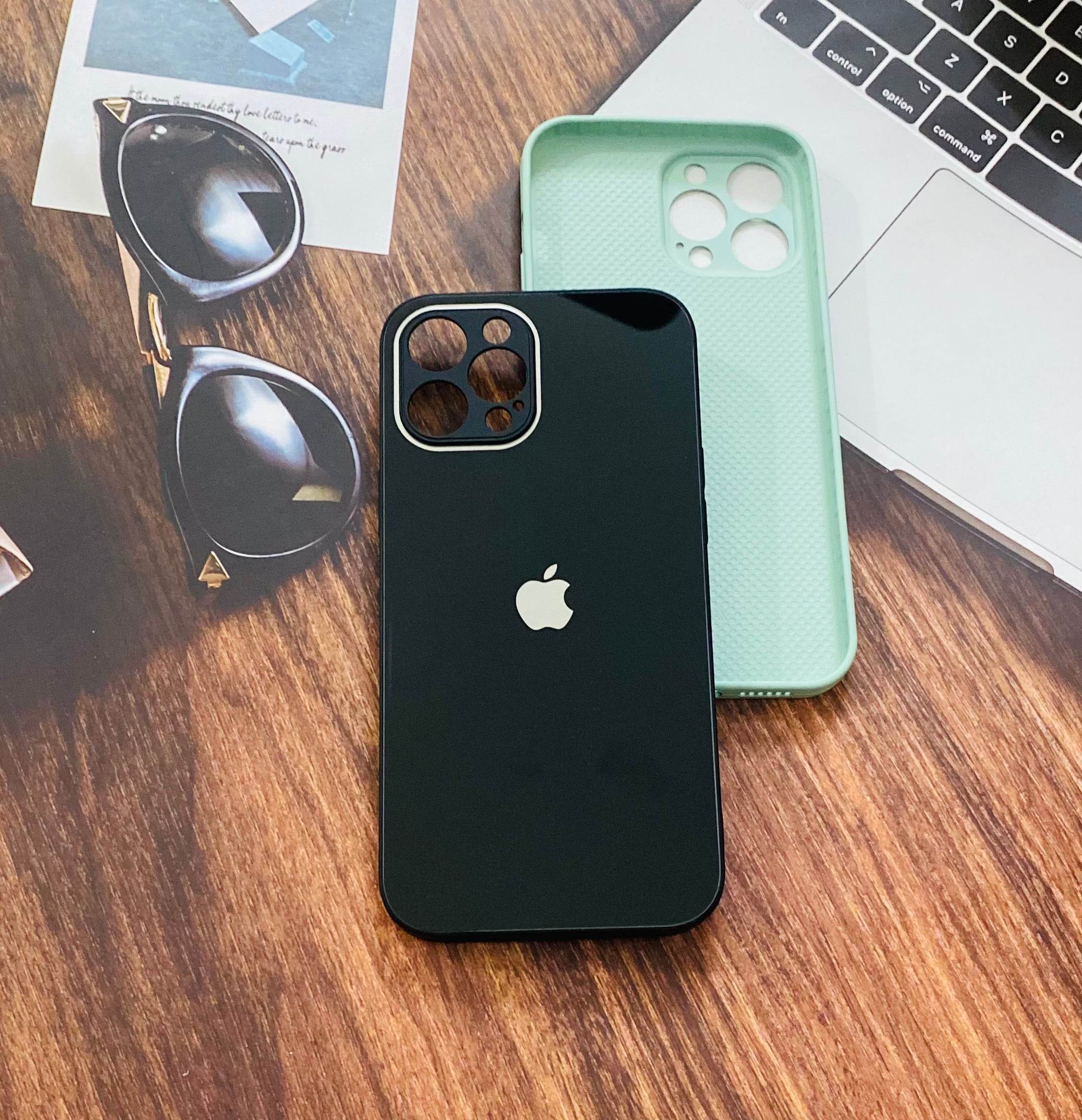 iPhone 13 Pro Max Premium Glass Camera Protection Shockproof Case- Light Green - Guleel