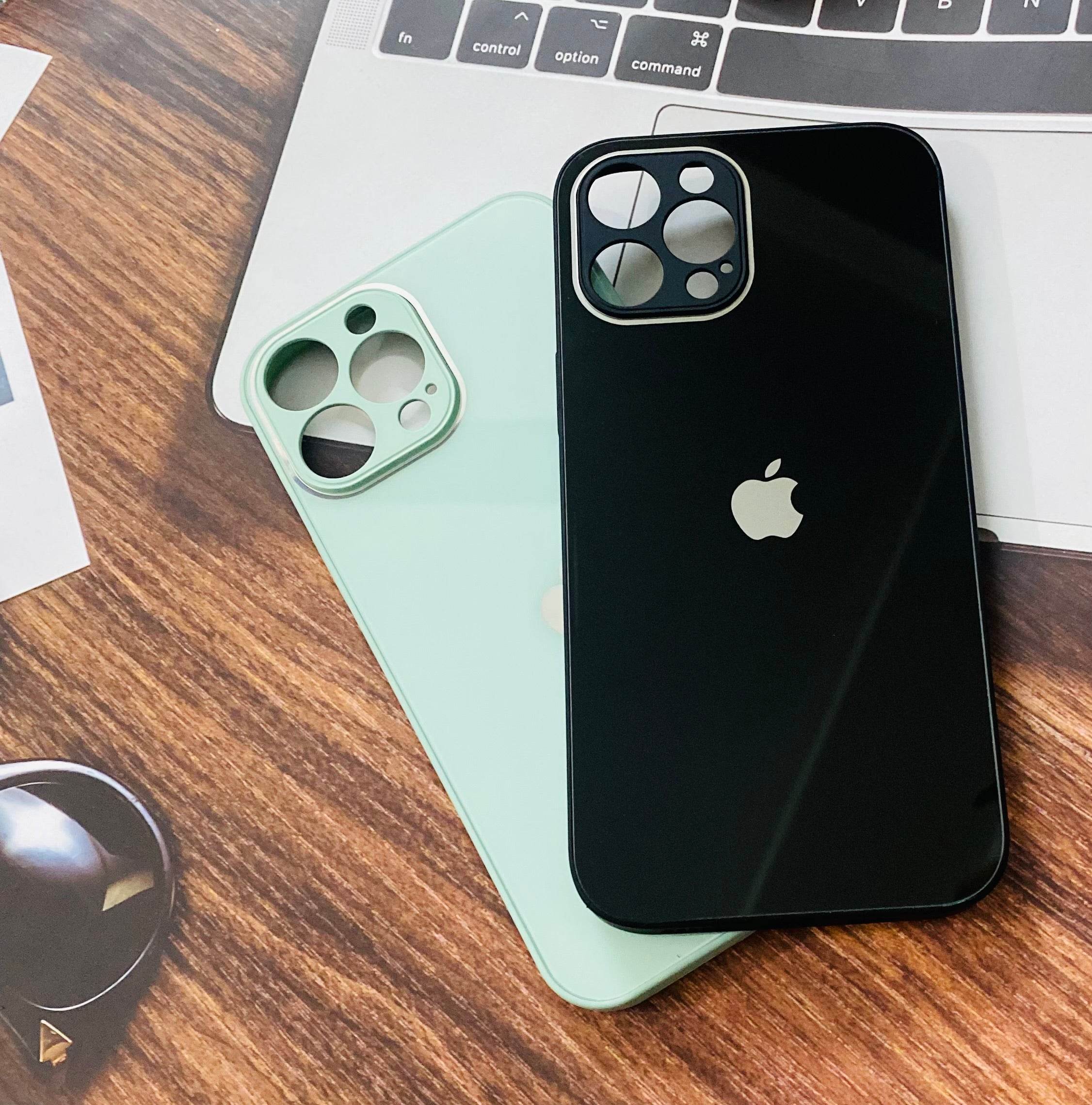 iPhone 13 Pro Max Premium Glass Camera Protection Shockproof Case- Light Green - Guleel