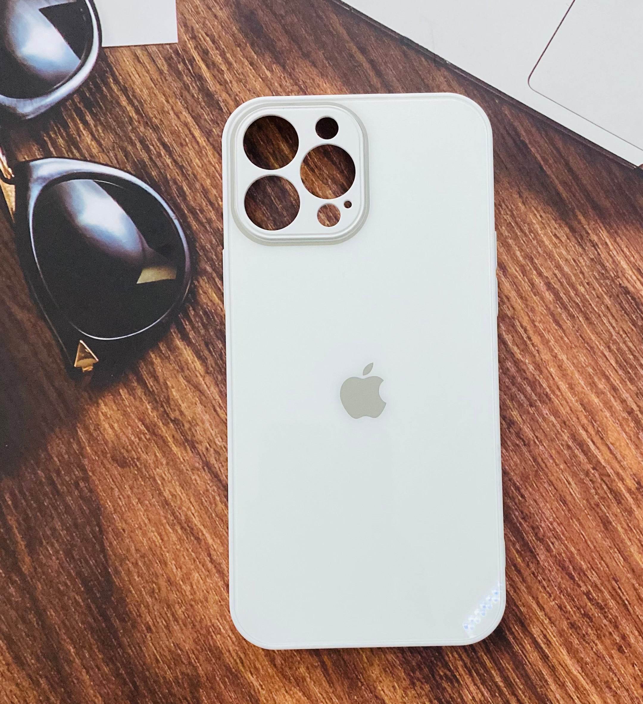 iPhone 13 Pro Max Premium Glass Camera Protection Shockproof Case- White - Guleel