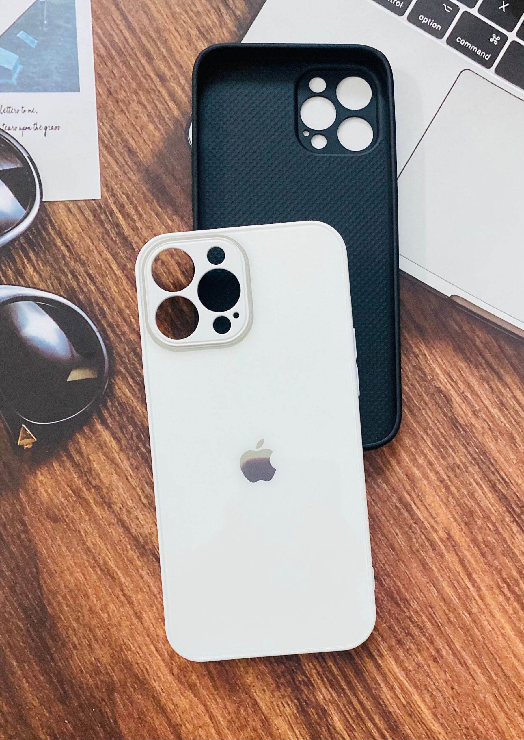 iPhone 13 Pro Max Premium Glass Camera Protection Shockproof Case- White - Guleel