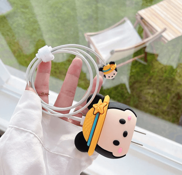Silicone Cartoon iPhone Charger Case Cover for 18-20W Chargers - New Mickey Mouse (with Wire Cover) - Guleel