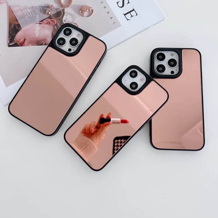 iPhone 13 Pro Reflective Mirror Finish Case - Rose Gold - Guleel
